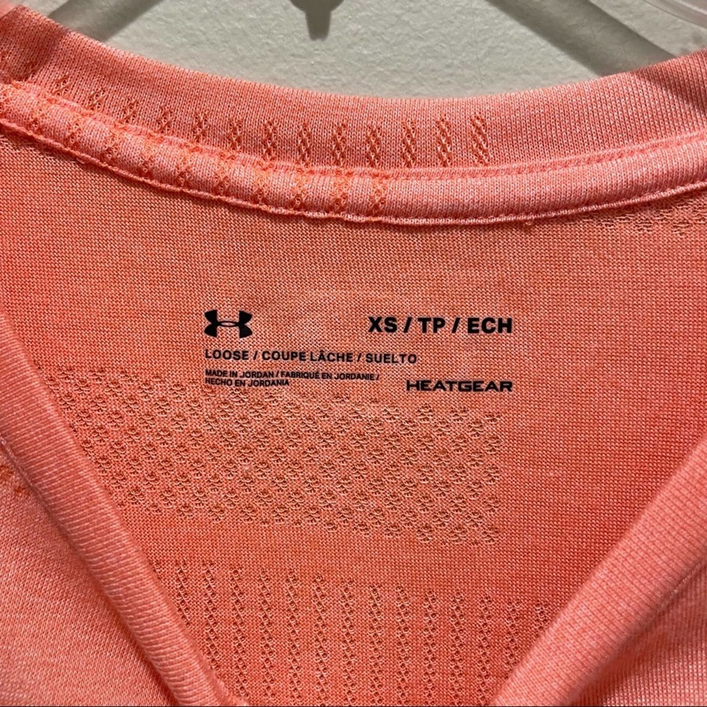 Under Armour HeatGear Velocity Crew Neck Short Sleeve Tee Shirt Orange Size XS - Picture 4 of 8